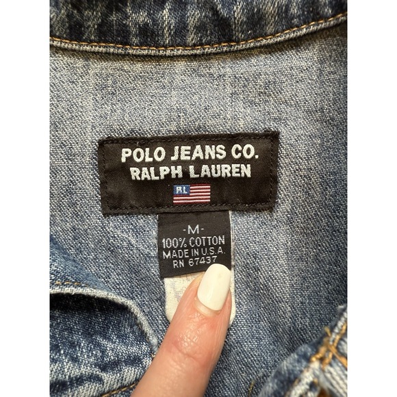 Polo Jeans Co Ralph Lauren Womens Cropped Denim Jean Jacket Vintage Y2K USA Sz M - Picture 4 of 9